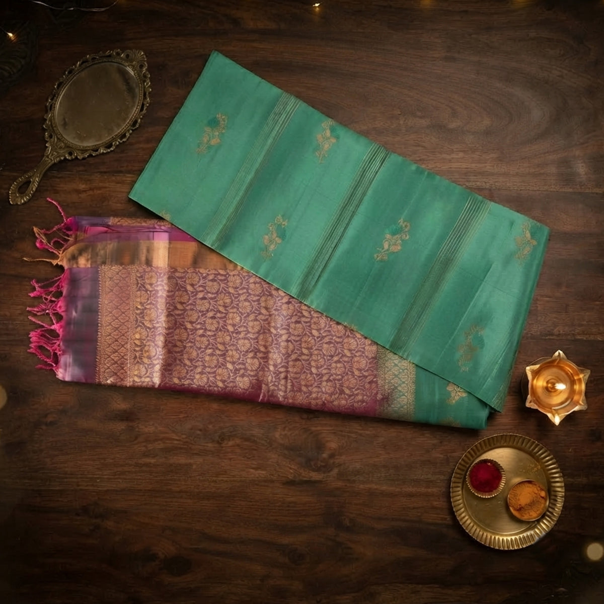 Mridula- Sea Green and Purple