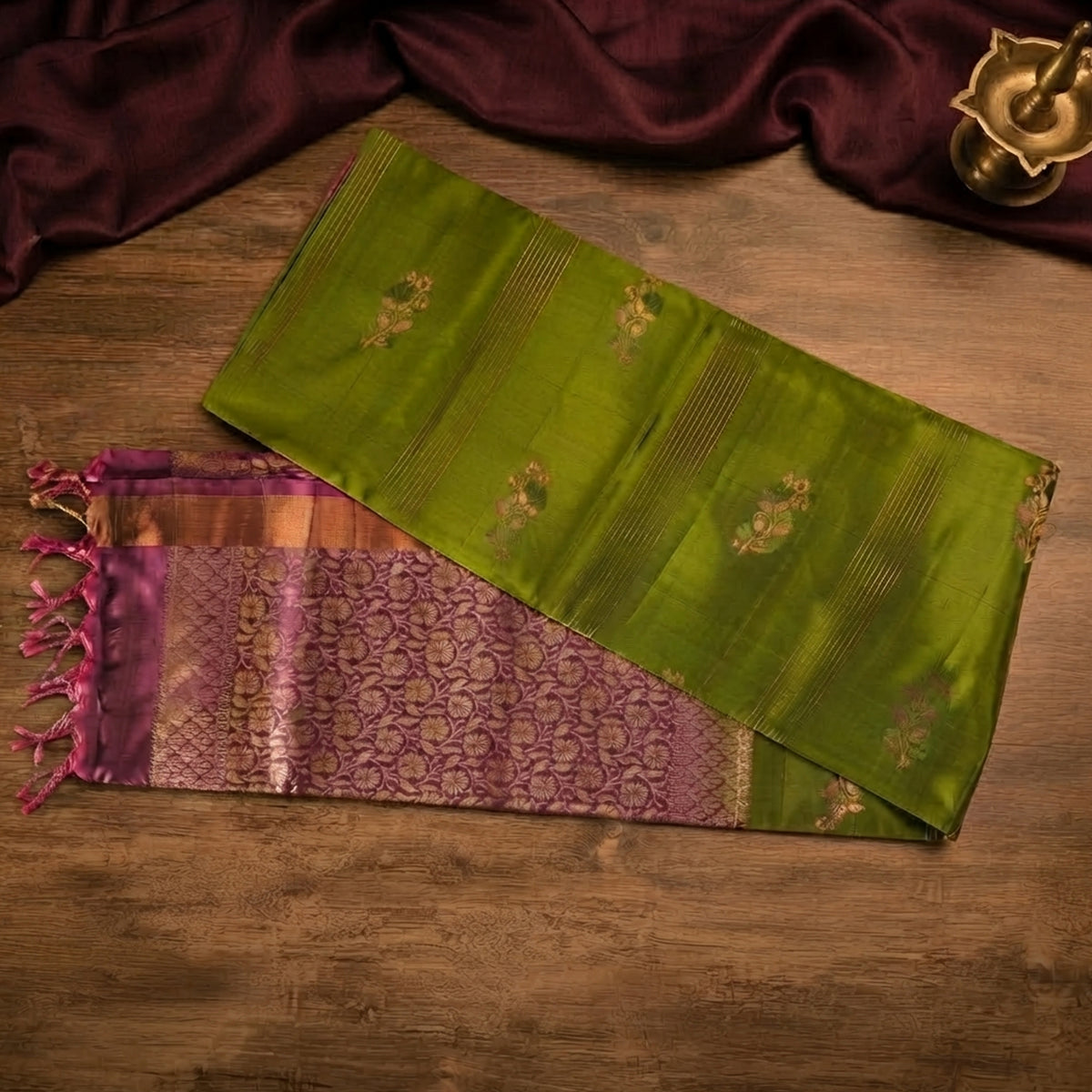 Mridula-Olive green and Purple