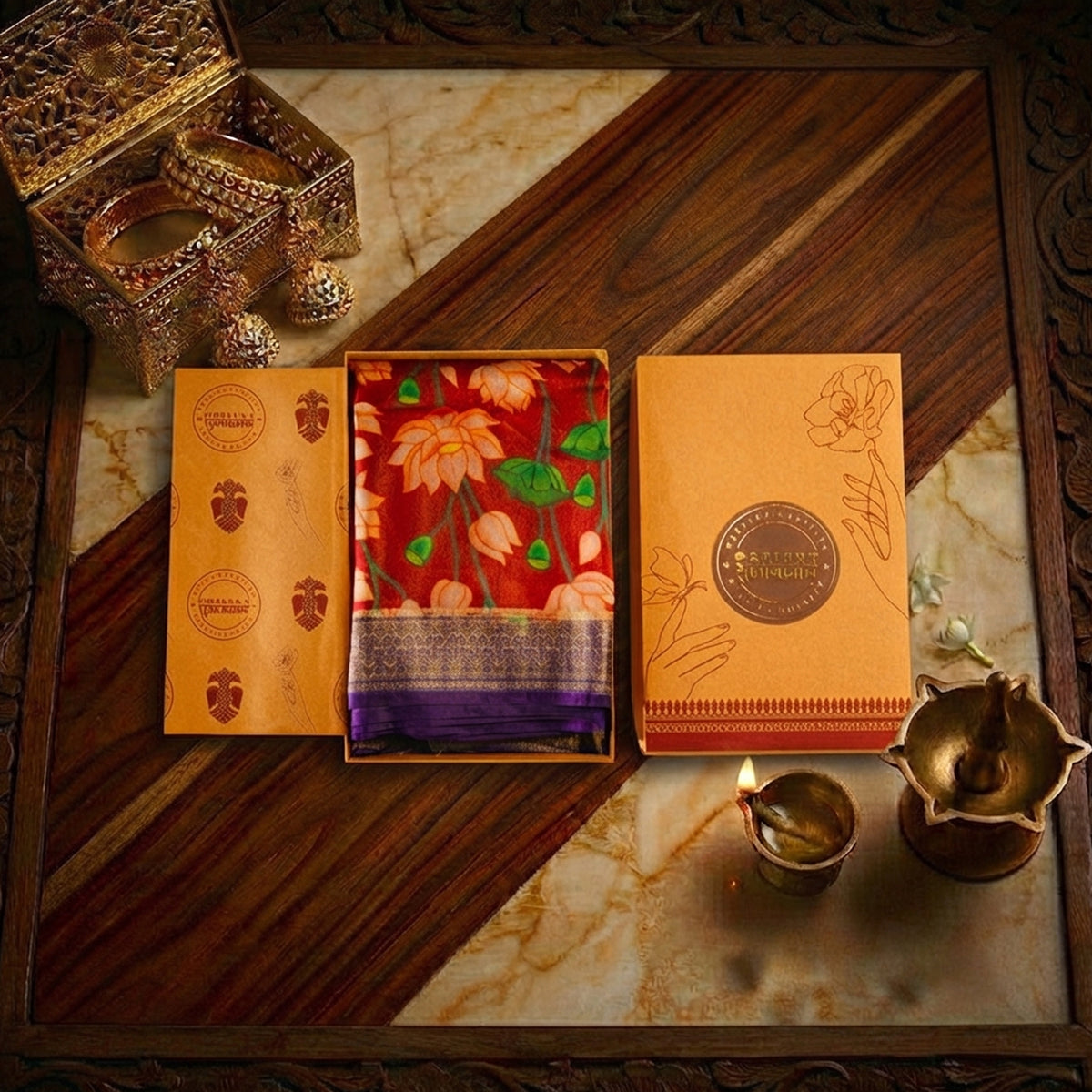 Manjari- maroon and blue