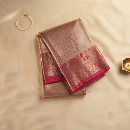 Minchu Pattu-  Pink and Gold