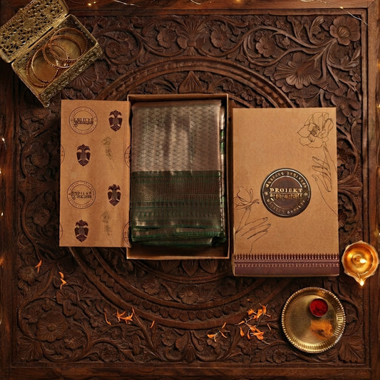 Minchu Pattu-  copper and green
