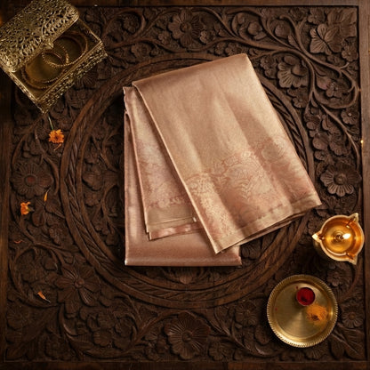 Minchu Pattu-  Gold and soft Pink