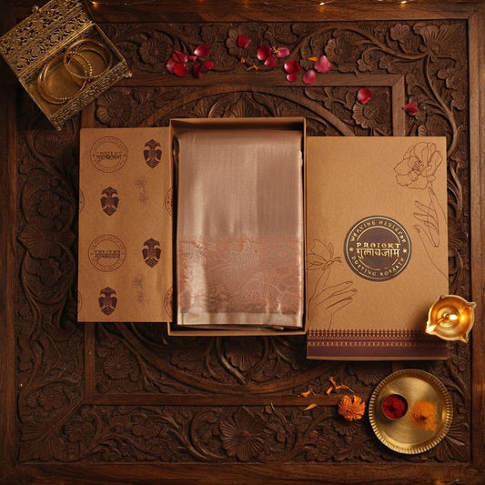 Minchu Pattu-  Gold and soft Pink