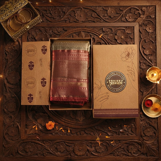 Minchu Pattu-  Copper and Red