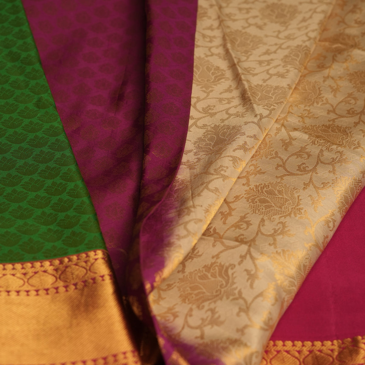 Gopuram- Offwhite, Pink and Green