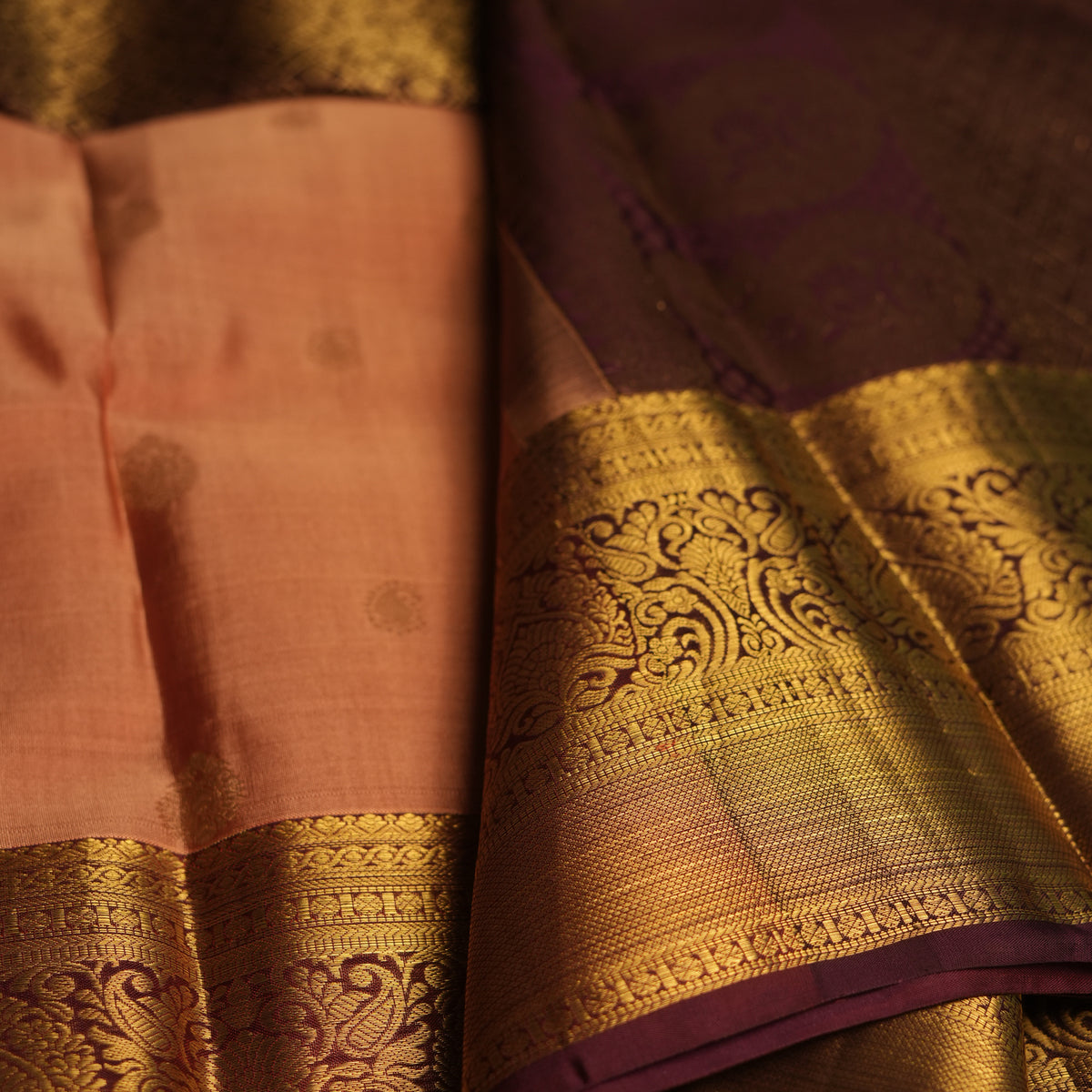Gopuram- Salmon Pink and deep plum