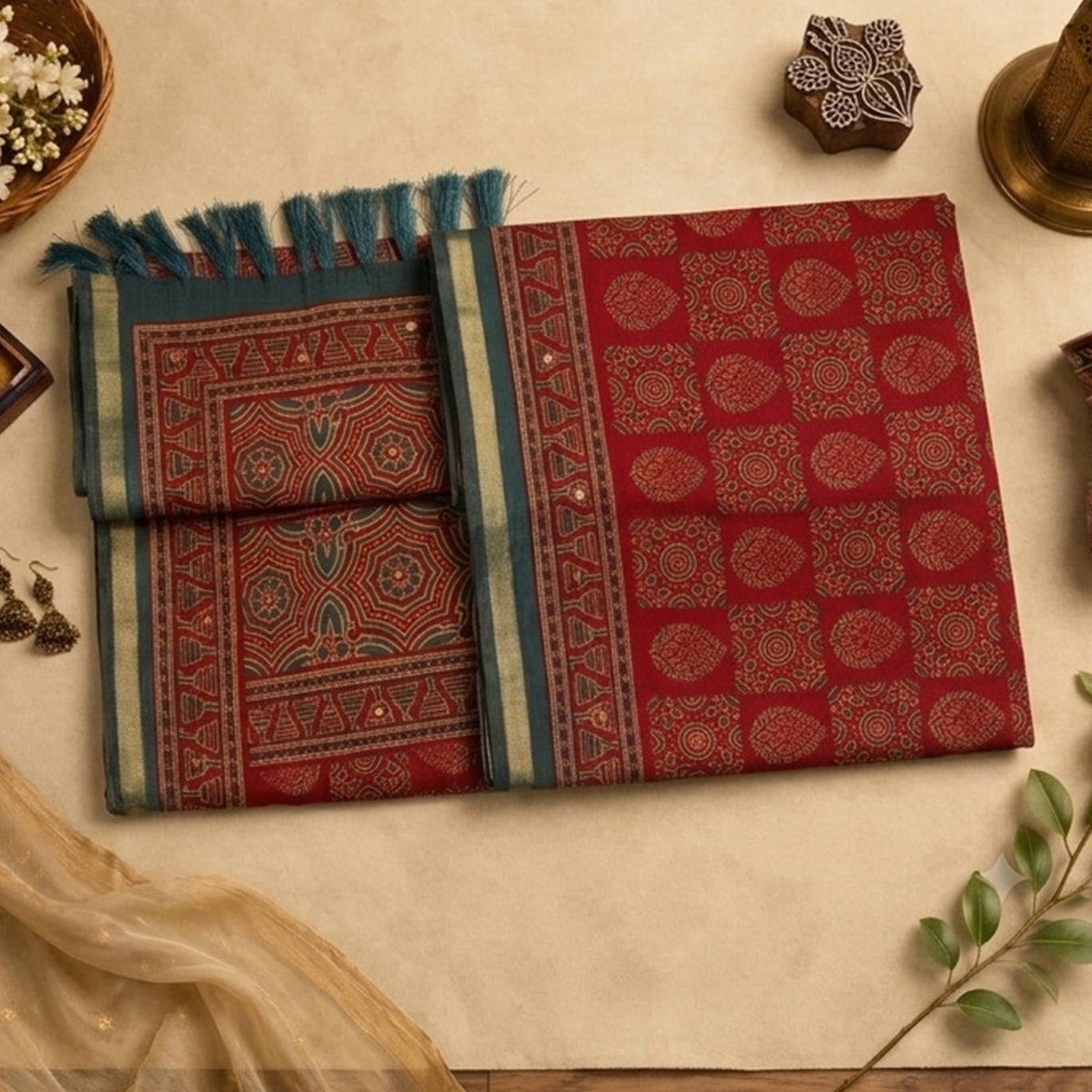 Chandani- Cherry Red and Blue