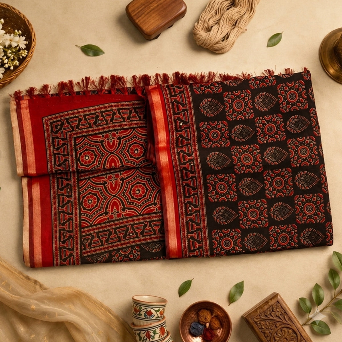 Chandani- Black and red pallu